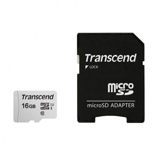  MEMORY MICRO SDHC 16GB W/ADAP/C10 TS16GUSD300S-A TRANSCEND 