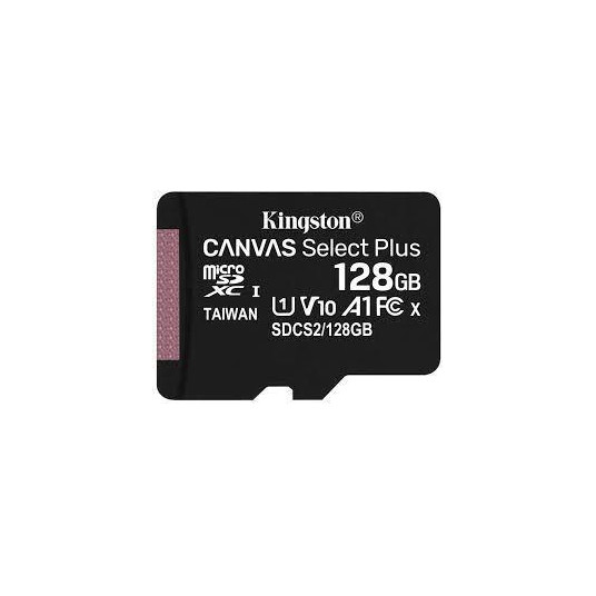  	 KINGSTON 128GB micSDXC Canvas Select Plus 100R A1 C10 Single Pack w/o ADP 