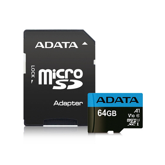 Atminties kortelė ADATA Premier UHS-I 64 GB, MicroSDXC, Flash memory class 10, Adapter 
