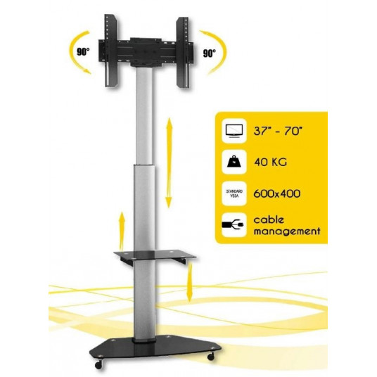  Techly Mobile stand for TV LCD/LED/Plasma 37''-70'' VESA, pivot, adjustable 