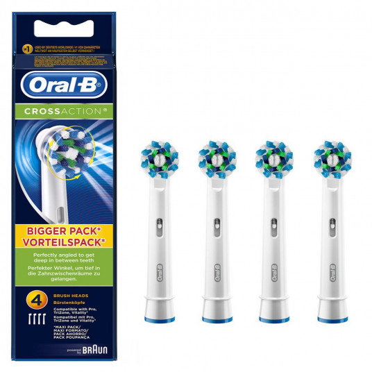  Oral-B Power Crossaction Toothbrush Heads EB50-4 For adults, Heads, Number of brush heads included 4 