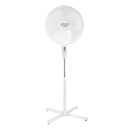  Ventiliatorius Adler AD 7305 Stand Fan, Number of speeds 3, 90 W, Oscillation, Diameter 40 cm, White 