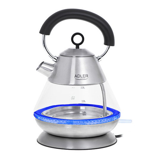  Adler Kettle AD 1282 Electric, 1850 W, 1.5 L, Glass/Stainless steel, 360° rotational base, Inox 