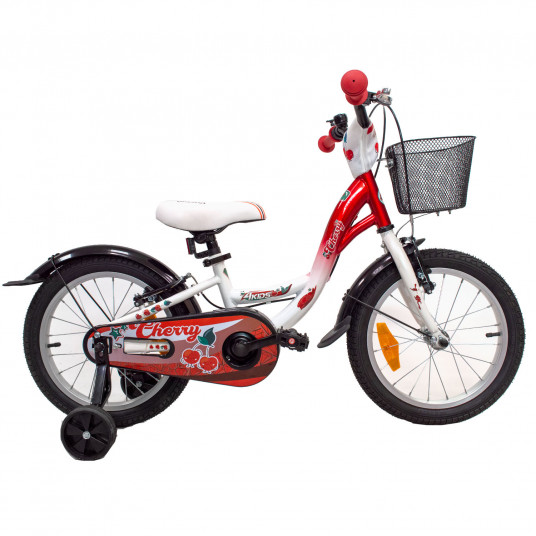  Vaikiškas dviratis 4KIDS Cherry 16" dydis 9.5"(24 cm) (plieninis, raudona/balta) 