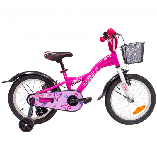 Vaikiškas dviratis 4KIDS Heart 16" dydis 9.5" (24 cm) (plieninis, rožinė)