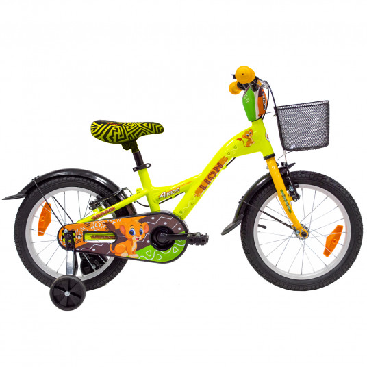  Vaikiškas dviratis 4KIDS Lion 16" dydis 10" (25.5 cm) (aliuminis, geltona) 