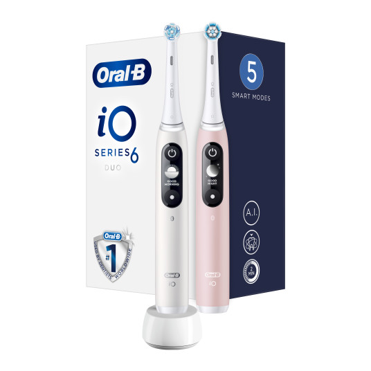  Elektrinis dantų šepetėlis Oral-B iO6 iOM6d.2I6.1 Duo Pack White/ pink sand 