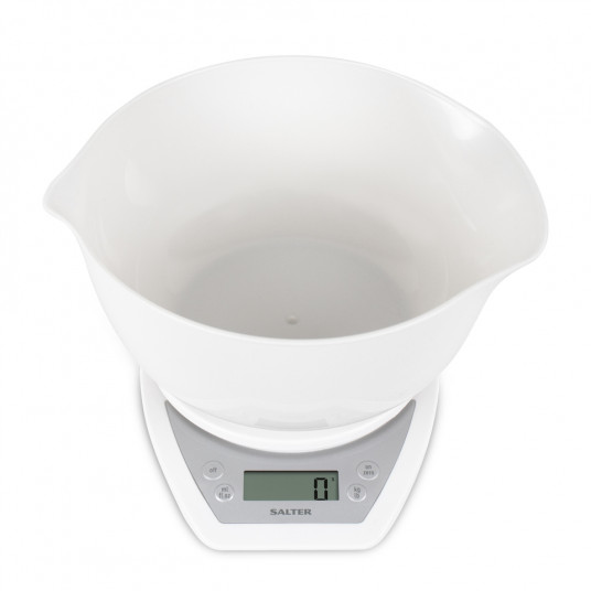  Salter 1024 WHDR14 Digital Kitchen Scales with Dual Pour Mixing Bowl white 