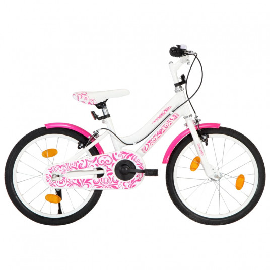  Vaikiškas dviratis, rožinės ir baltos spalvos, 18 colių 