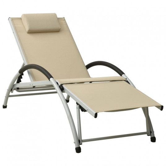  310530 Sun Lounger with Pillow Textilene Cream 