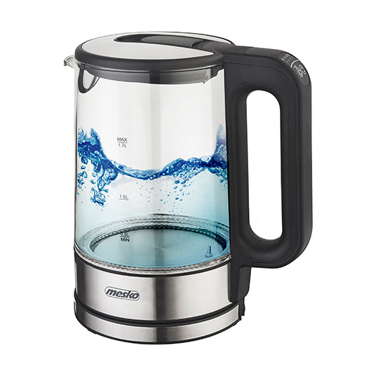  Mesko Kettle MS 1301b Electric, 1850 W, 1.7 L, Glass/Stainless steel, 360° rotational base, Black 