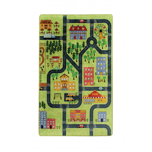 Kilimas (100 x 160) Conceptum Hypnose Small Town - Green - Daugiaspalvis
