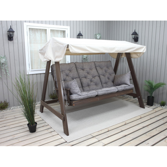 Venta sūpynės, brown su beige spalvos stogeliu ir pilkais čiužinukais