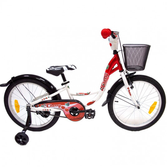  Dviratis 4KIDS Cherry 20" su kojiniu stabdžiu, dydis 9.5" (24 cm) (plieninis, raudona/balta) 