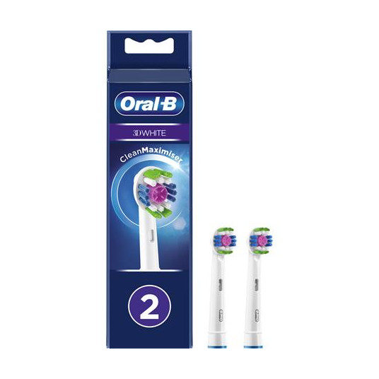  Oral-B Replacement Head with CleanMaximiser Technology EB18 RB-2 3D White Heads, For adults, Number of brush heads included 2, White 