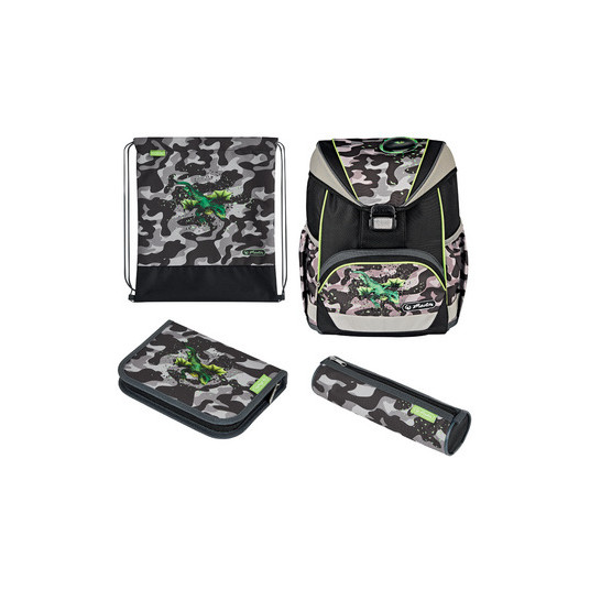  Mokyklinės kuprinės rinkinys HERLITZ ULTRALIGHT PLUS - Camo Dragon, 50043231 