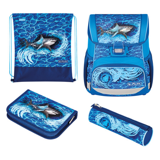  Mokyklinė kuprinės rinkinys HERLITZ LOOP PLUS - Blue Shark, 50043095 