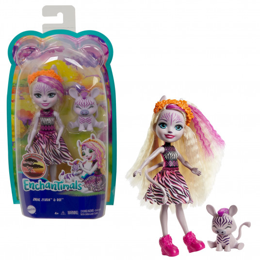 Enchantimals herojė zebrė Zadi su gyvūnėliu 