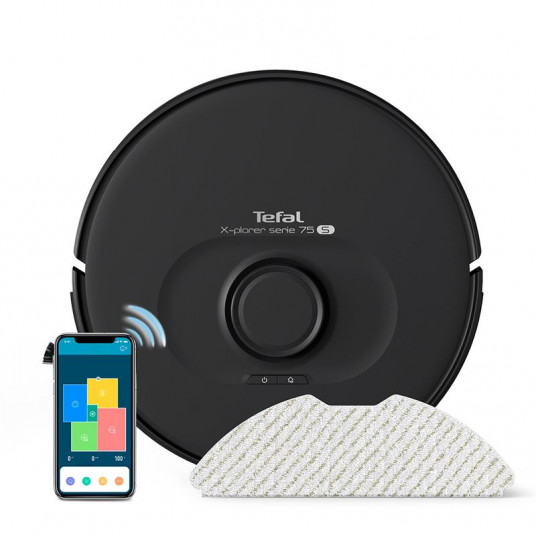 Robot vacuum cleaner S75 S Animal & Allergy Tefal, black
