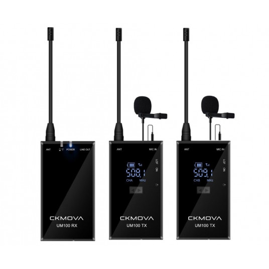  CKMOVA UM100 KIT2 - DVIGUBAS BELAIDŽIŲ KAKLARAIŠČIO MIKROFONŲ RINKINYS 