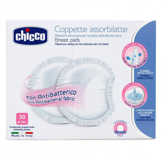  CHICCO įklotai į liemenėlę antibakteriniai 30vnt 