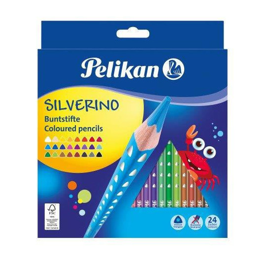 Pieštukai spalvoti trikampiai 24sp SILVERINO