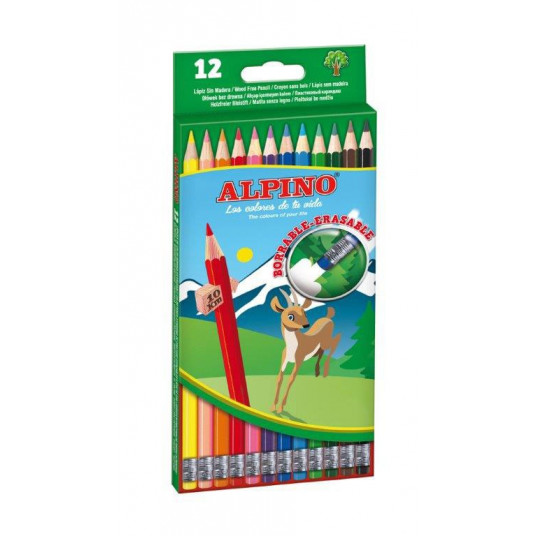 Pieštukai spalvoti ALPINO Erasable 12sp