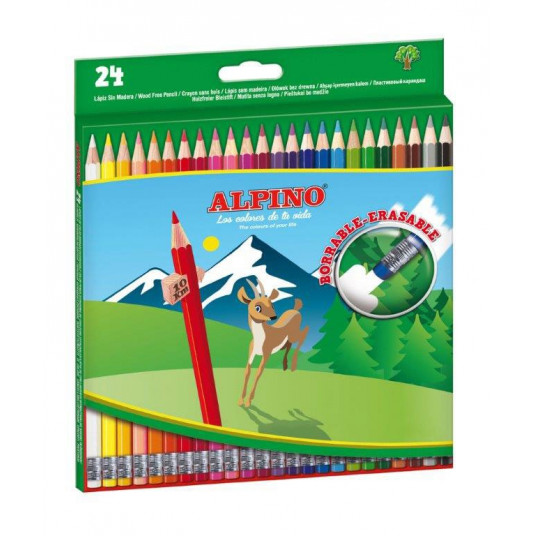 Pieštukai spalvoti ALPINO Erasable 24sp