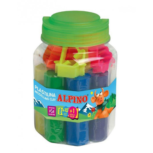  Plastilinas ALPINO 8sp+10 įrankių rinkinys 