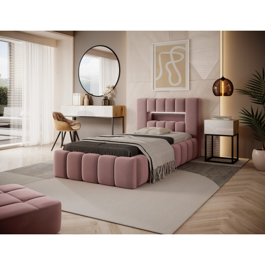 Lova su patalynės dėže Lamica Nube 24, 90x200, pink spalva