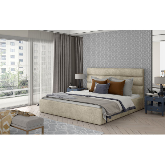 Lova su patalynės dėže Caramel Dora 21, 160x200, beige spalva