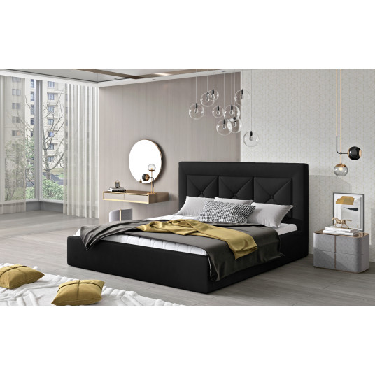 Lova su patalynės dėže Cloe Mat Velvet 99, 200x200, juoda spalva