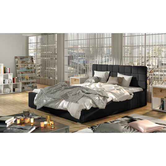 Lova su patalynės dėže Grand Soft 11, 140x200, juoda spalva