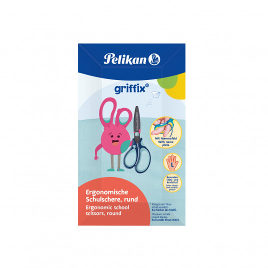 Žirklės bukais galais GRIFFIX "L" 14cm blue