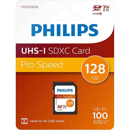 Philips SDXC Card 128GB Class 10 UHS-I U3 V30 A1