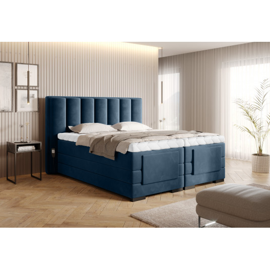  Elektrinė continental lova Veros 140x200, mėlyna, audinys Lukso 40 