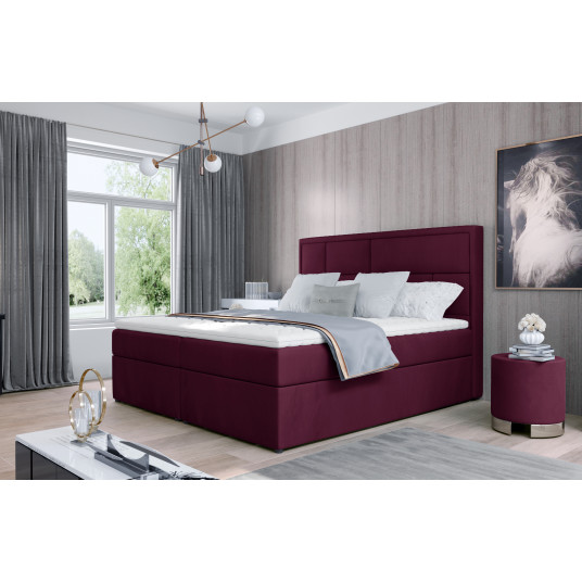  Continental lova su patalynės dėže Meron 160X200, raudona, audinys Mat Velvet 68 