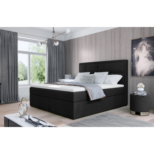  Continental lova su patalynės dėže Meron 140X200, juoda, audinys Mat Velvet 99 