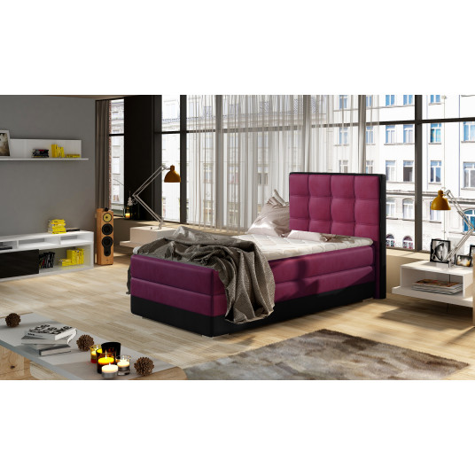  Continental lova su patalynės dėže kairėje Aster 90x200, violetinė, audinys Mat Velvet 68, Mat Velvet 99 