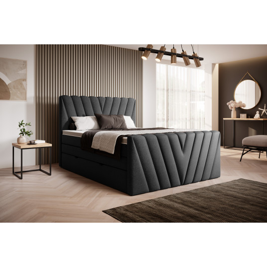  Continental lova su patalynės dėže Candice 160X200, juoda, audinys Flores 10 