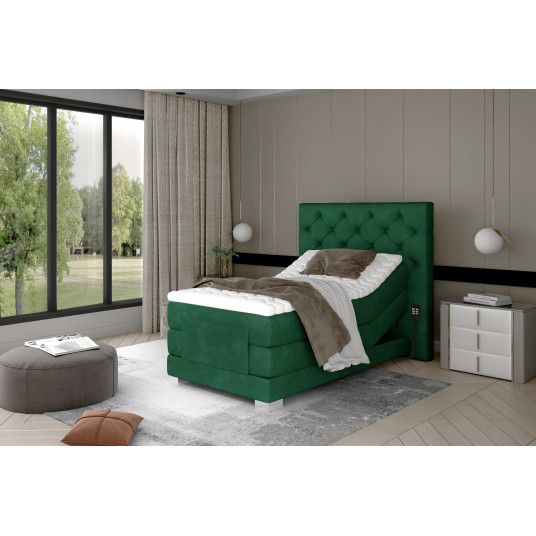 Elektrinė continental lova Clover 90x200, žalia, audinys Kronos 19