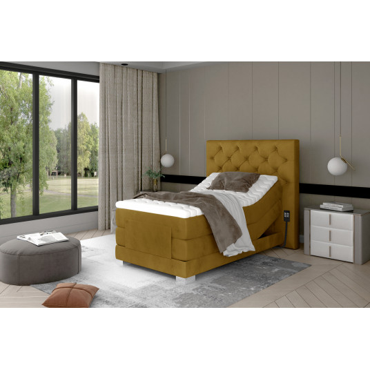 Elektrinė continental lova Clover 90x200, geltona, audinys Monolith 48