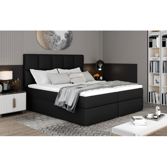  Continental lova su patalynės dėže Glossy 185x210, juoda, audinys Soft 11 