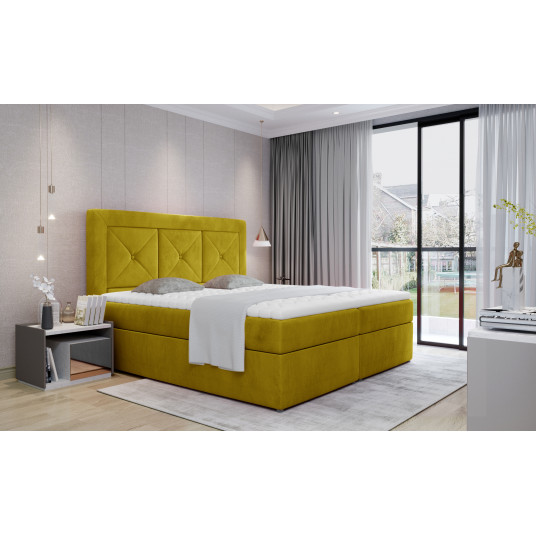 Continental lova su patalynės dėže Idris 160x200, geltona, audinys Monolith 48
