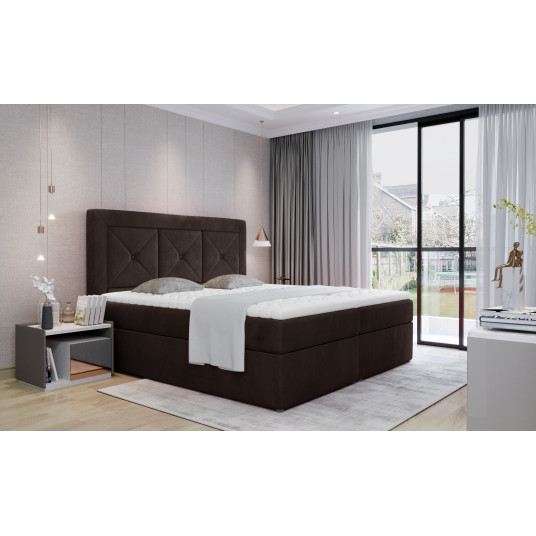 Continental lova su patalynės dėže Idris 160x200, juoda, audinys Mat Velvet 29