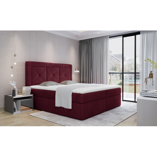 Continental lova su patalynės dėže Idris 160x200, raudona, audinys Mat Velvet 68