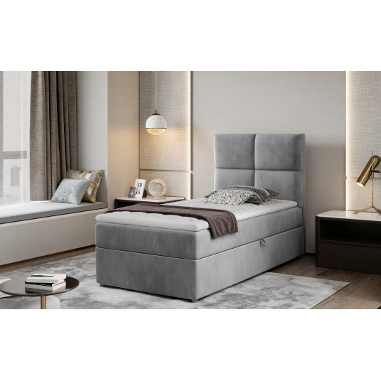 Continental lova su patalynės dėže Rivia 90x200, pilka, audinys Monolith 84