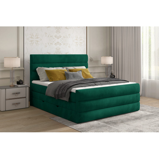 Continental lova su patalynės dėže Cande 140x200, žalia, audinys Monolith 37