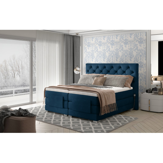 Elektrinė continental lova Clover 160x200, mėlyna, audinys Monolith 77