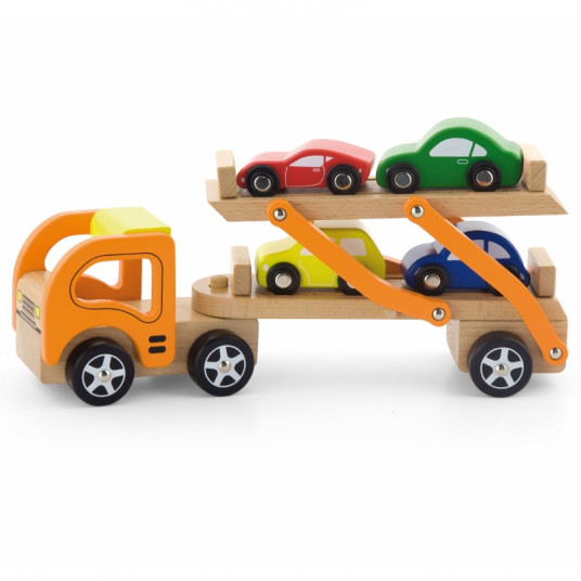  Medinė priekaba su žaisliniais automobiliais - Viga Toys 